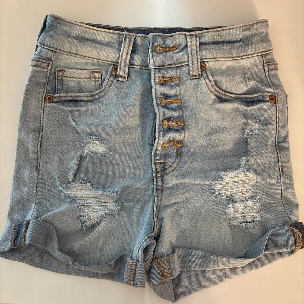 Aeropostale Light Blue Distressed Jean Shorts